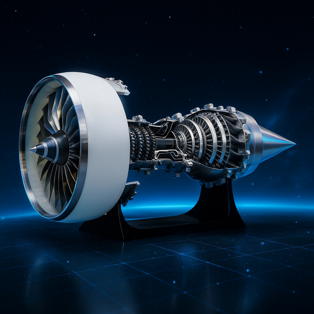 TR900 Large White-Cased Turbofan Engine Model Kit with Adjustable Speed and Lighting Turbofan Engine Model (47 cm/18.5 inch)