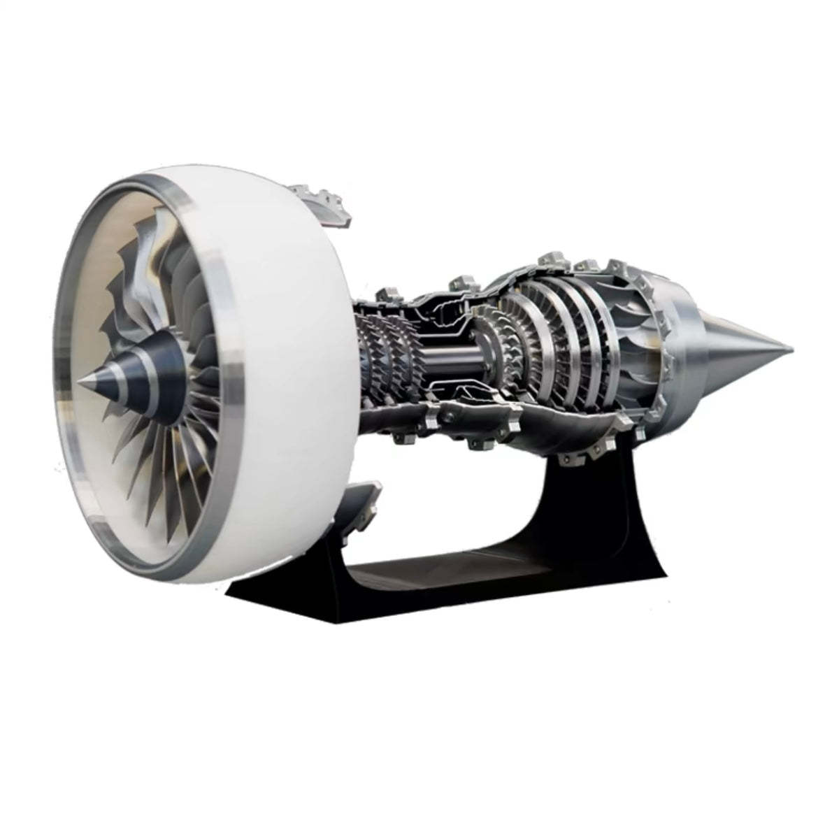 TR900 Large White-Cased Turbofan Engine Model Kit with Adjustable Speed and Lighting Turbofan Engine Model (47 cm/18.5 inch)