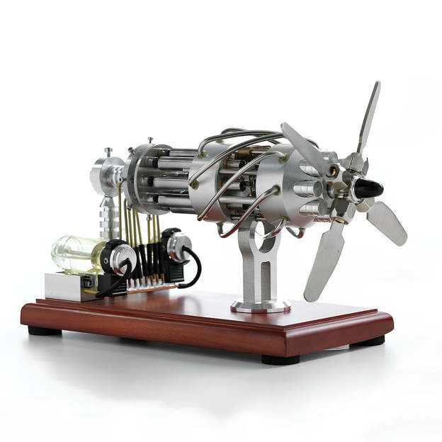Stirling 16 Cylinder Engine Model Engine Model Kit for Science Enthusiasts & Education Generator Toy Engine