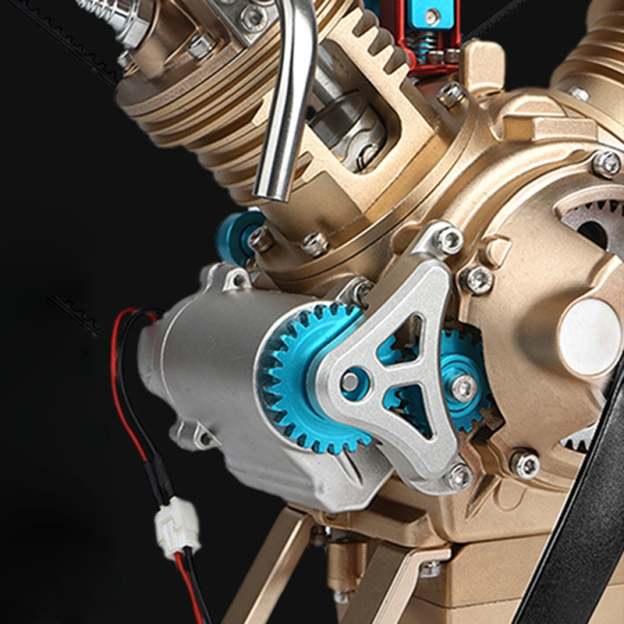 V2 Engine Assembly Kit Full Metal VTwin Double-Cylinder Engine Model Kit for Collecting/Decorating/Education