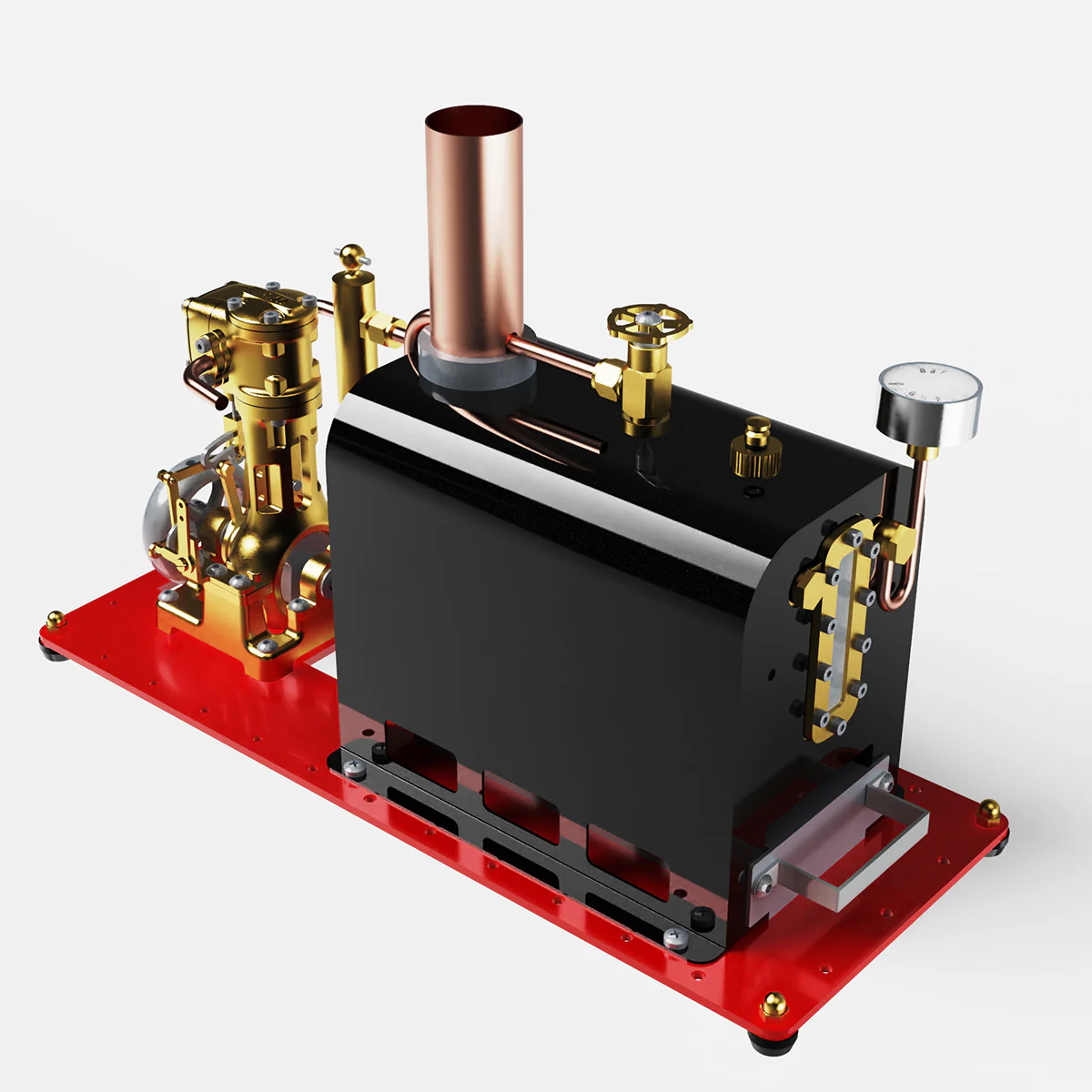 RW-BL1K Mini Reversible Live Steam Engine Kit with Boiler – DIY Working Brass Reciprocating Steam Engine Model with Stephenson Valve Gear for STEM Education & Mechanical Collectors