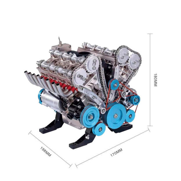 1:3 Full Metal V8 Car Engine Model Kit - DIY Mechanical Assembly Educational Toy with 500+ Pcs - Build Your Own Engine