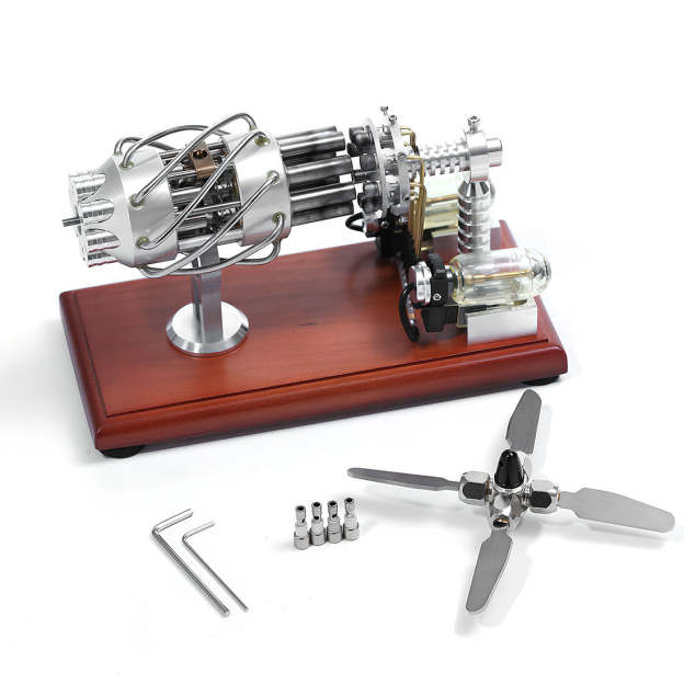 Stirling 16 Cylinder Engine Model Engine Model Kit for Science Enthusiasts & Education Generator Toy Engine