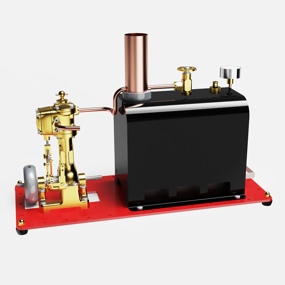 RW-BL1K Mini Reversible Live Steam Engine Kit with Boiler – DIY Working Brass Reciprocating Steam Engine Model with Stephenson Valve Gear for STEM Education & Mechanical Collectors