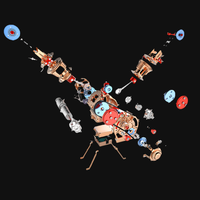 V2 Engine Assembly Kit Full Metal VTwin Double-Cylinder Engine Model Kit for Collecting/Decorating/Education