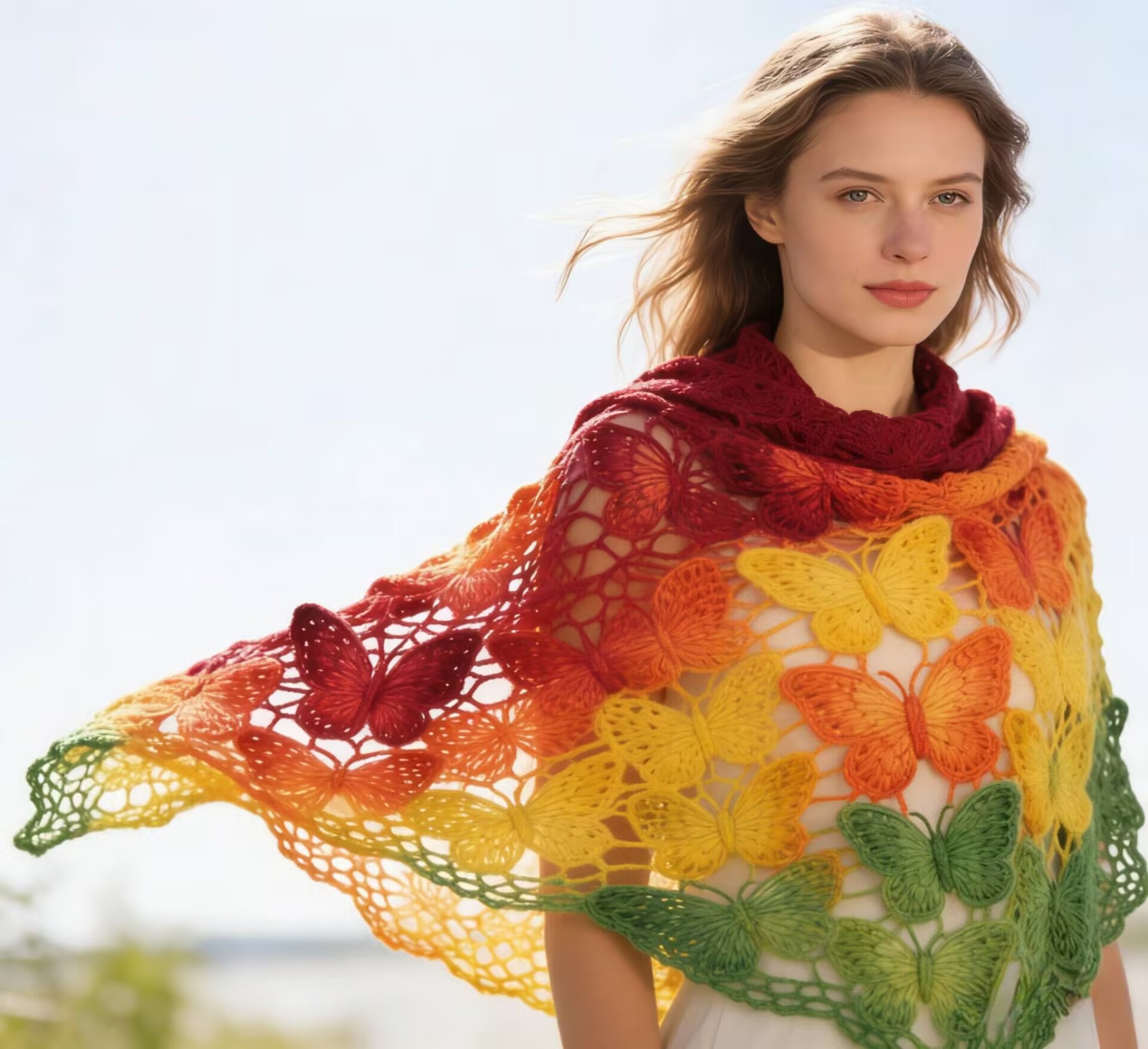 Hand-Crocheted Openwork Shawl