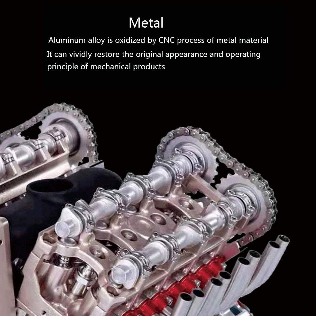 1:3 Full Metal V8 Car Engine Model Kit - DIY Mechanical Assembly Educational Toy with 500+ Pcs - Build Your Own Engine