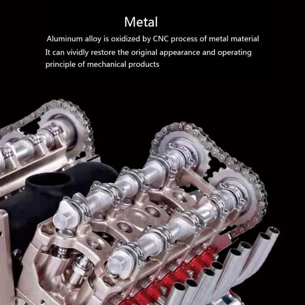 1:3 Full Metal V8 Car Engine Model Kit - DIY Mechanical Assembly Educational Toy with 500+ Pcs - Build Your Own Engine