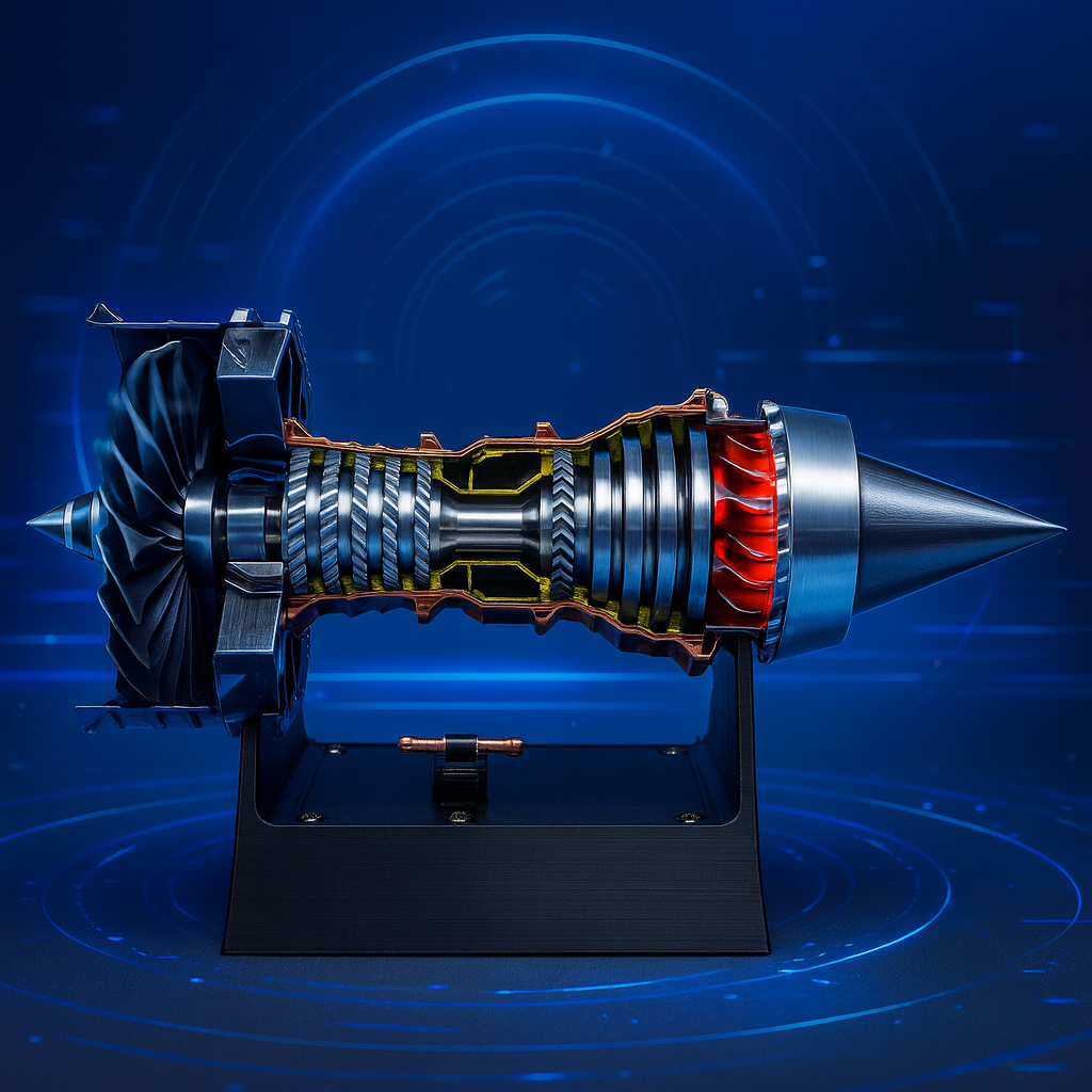 TR900 1/16 Turbofan Engine Model Kit with Pushrod Contact Points, Lighting, and Rechargeable Aviation Model Kit