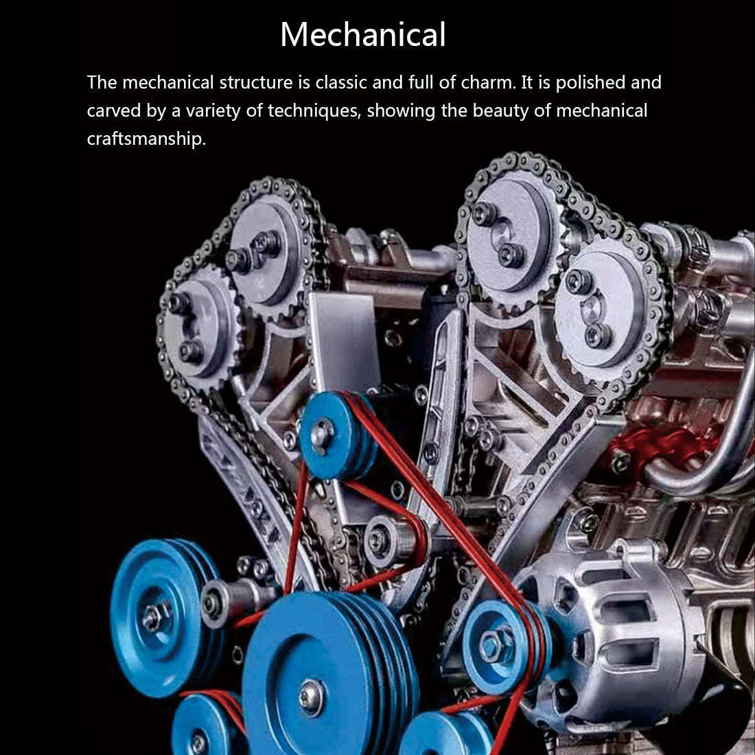 1:3 Full Metal V8 Car Engine Model Kit - DIY Mechanical Assembly Educational Toy with 500+ Pcs - Build Your Own Engine