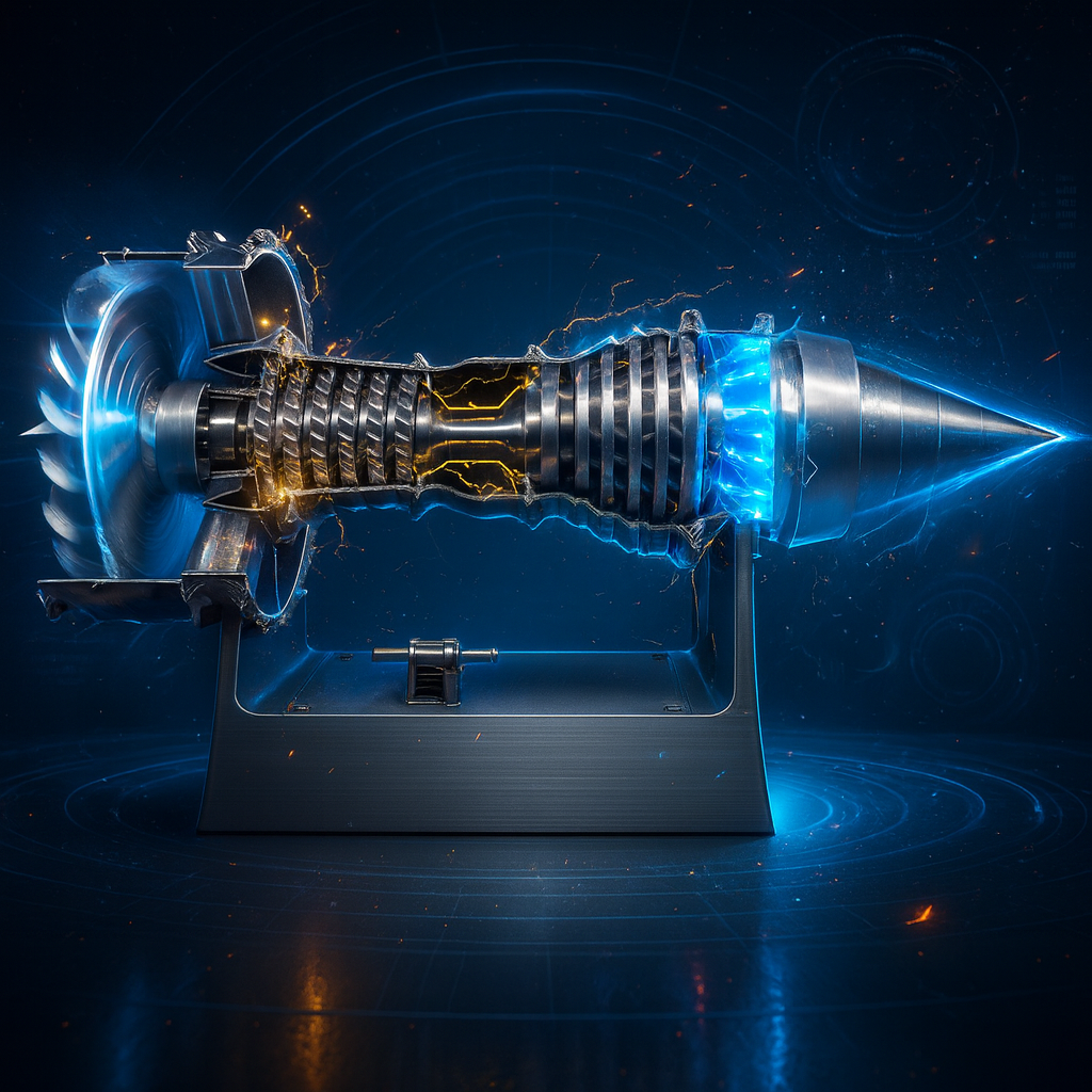 TR900 1/16 Silver Color Turbofan Engine Model Kit with Pushrod Contact Points, Lighting, and Rechargeable Aviation Model Kit