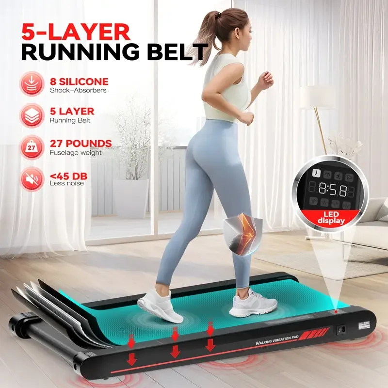 3-in-1 Portable Walking Pad Treadmill with Vibration Plate
