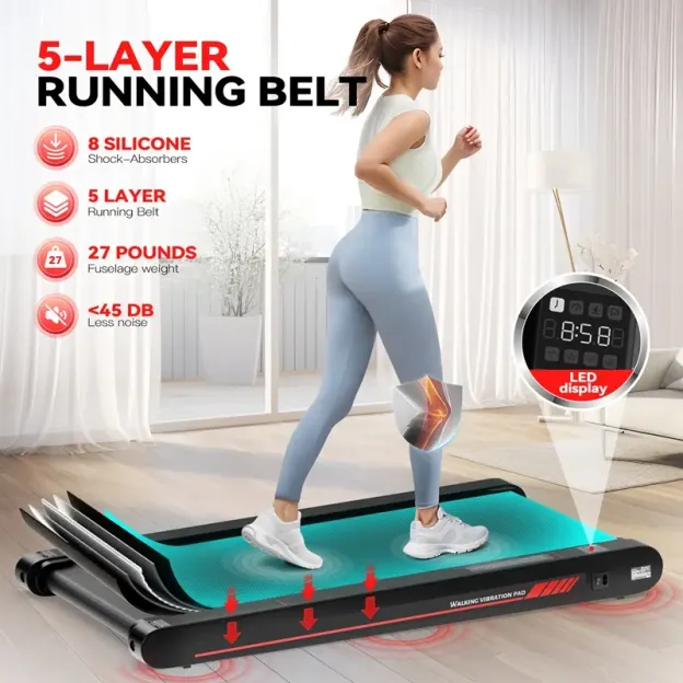 3-in-1 Portable Walking Pad Treadmill with Vibration Plate
