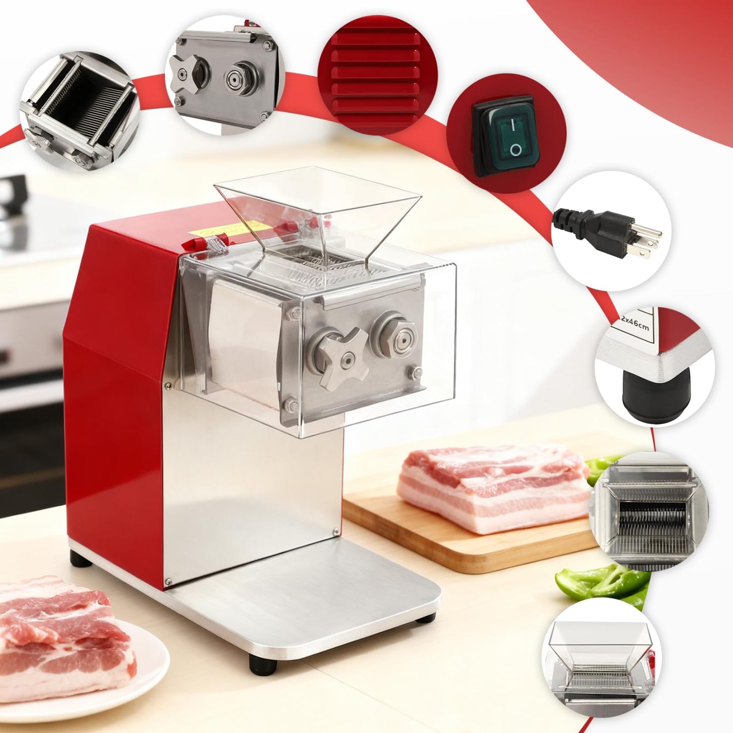 1100W Meat Shredding Machine, 3.5mm Blade Electric Meat Cutter