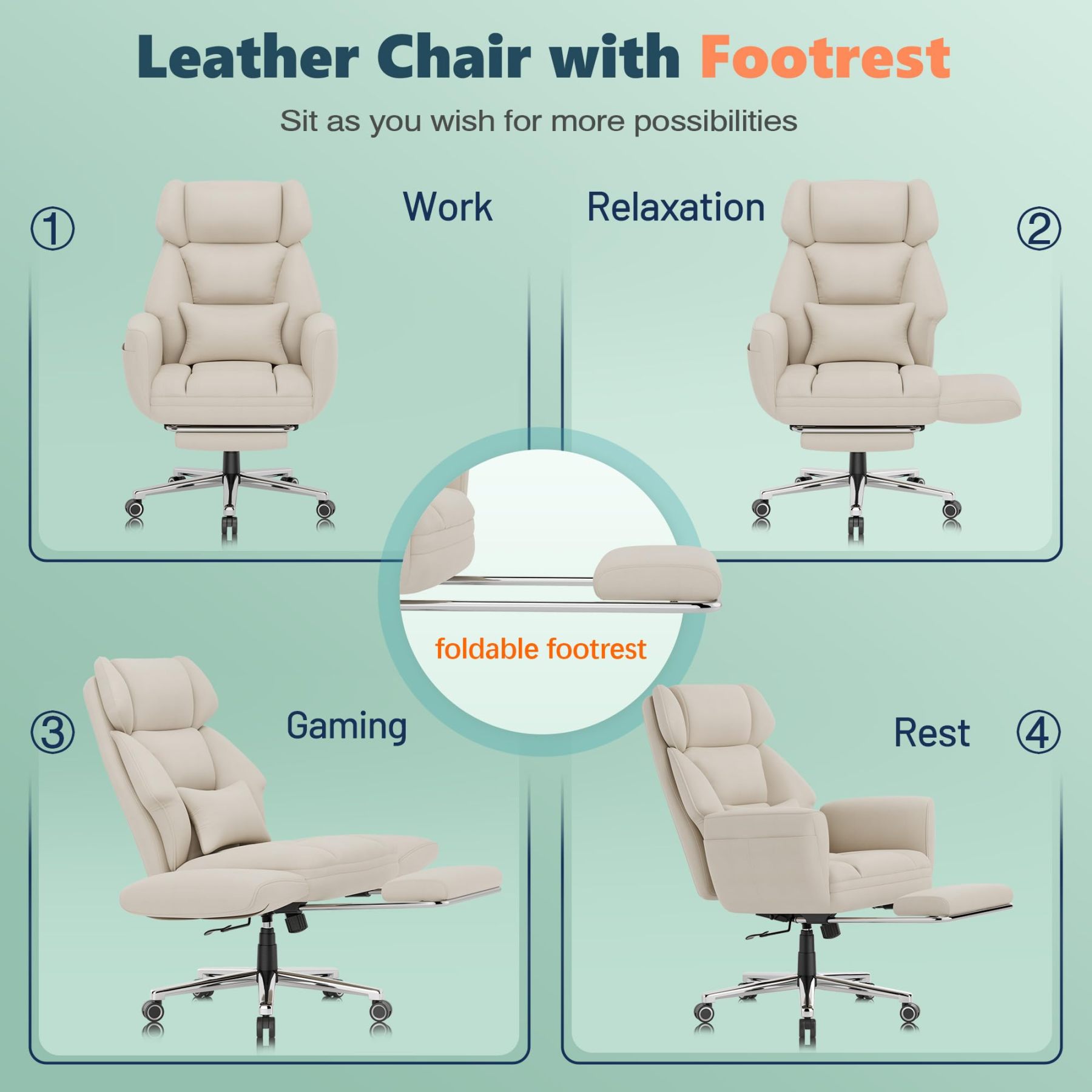 CROSS-LEGGED LEATHER CHAIR FOR HOME & OFFICE