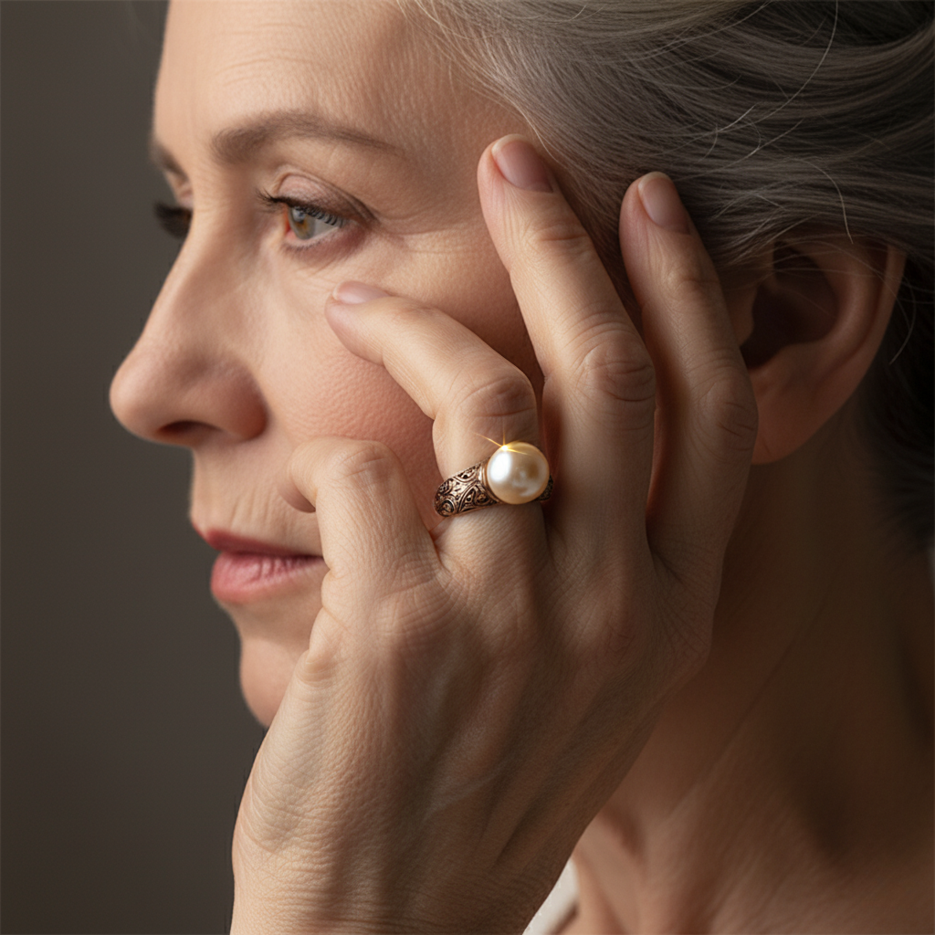 Vintage gyöngy arany gyűrű