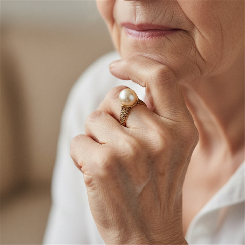 Vintage gyöngy arany gyűrű