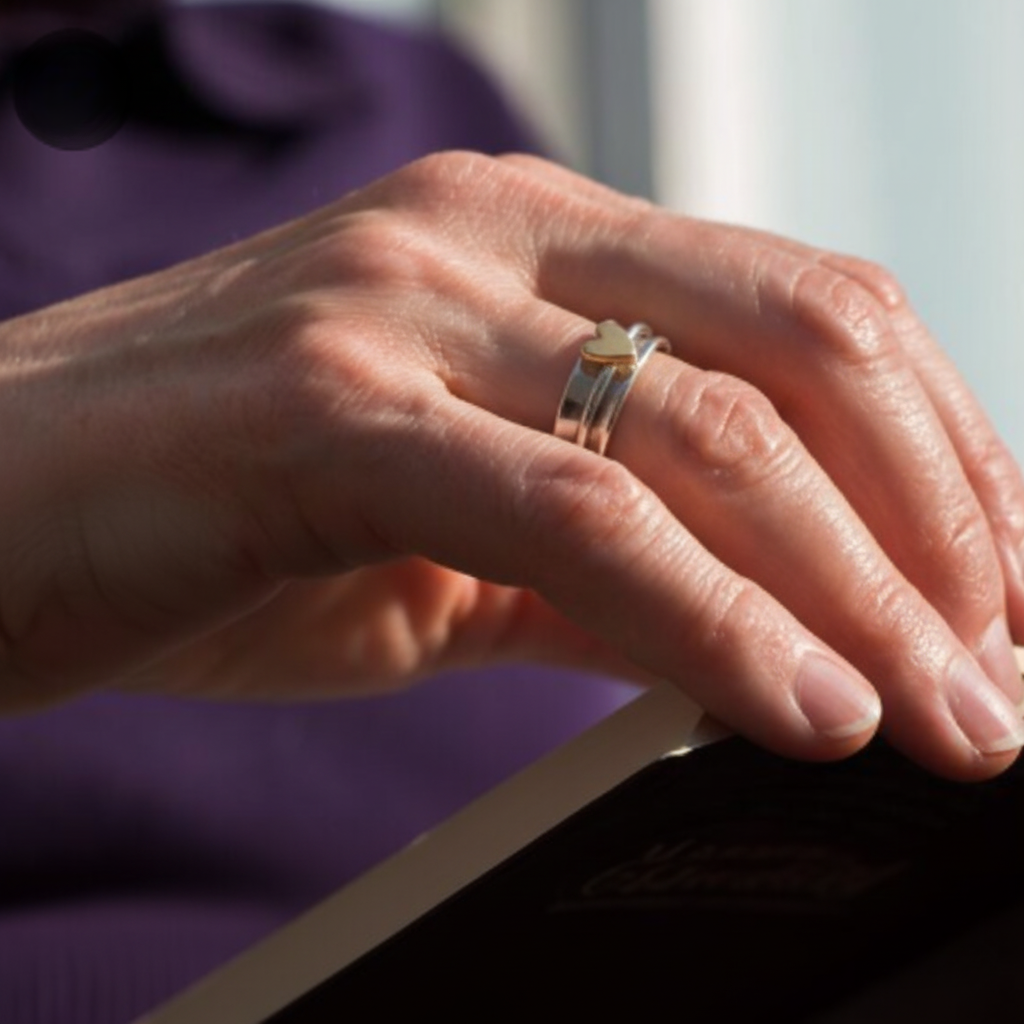 Vintage arany szív ezüst gyűrű