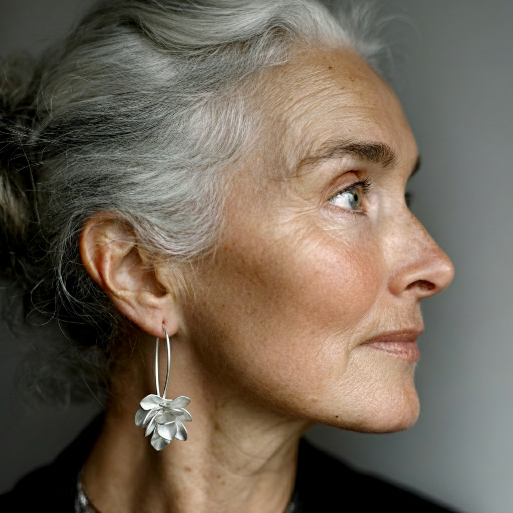 Vintage szabálytalan virág ezüst fülbevalók