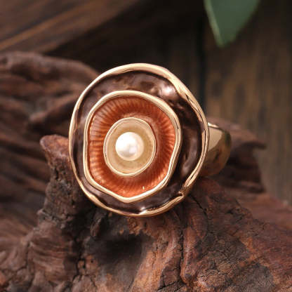 Vintage arany gyöngy virágos állítható gyűrű