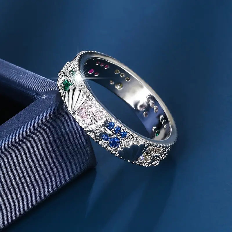 Vintage ezüst, kék cirkónia óceángyűrű | Fenntartható, óceán ihlette ékszerek