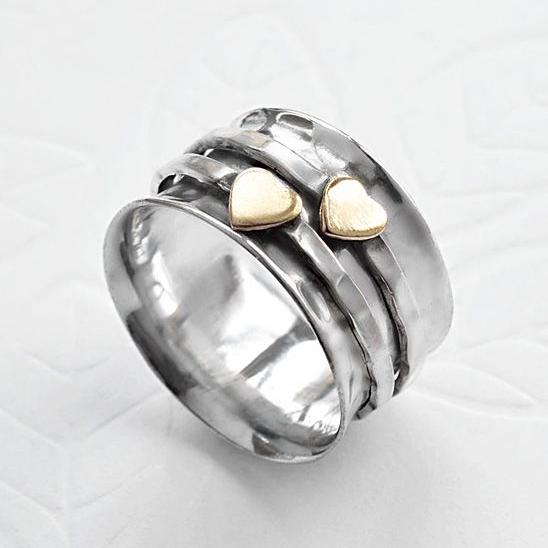 Vintage Arany Szív Ezüst Gyűrű