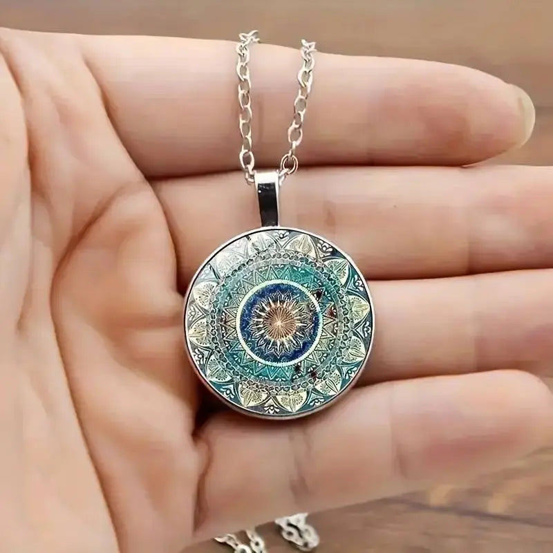 Vintage lekerekített kék mandala nyaklánc-Eleanor Hart