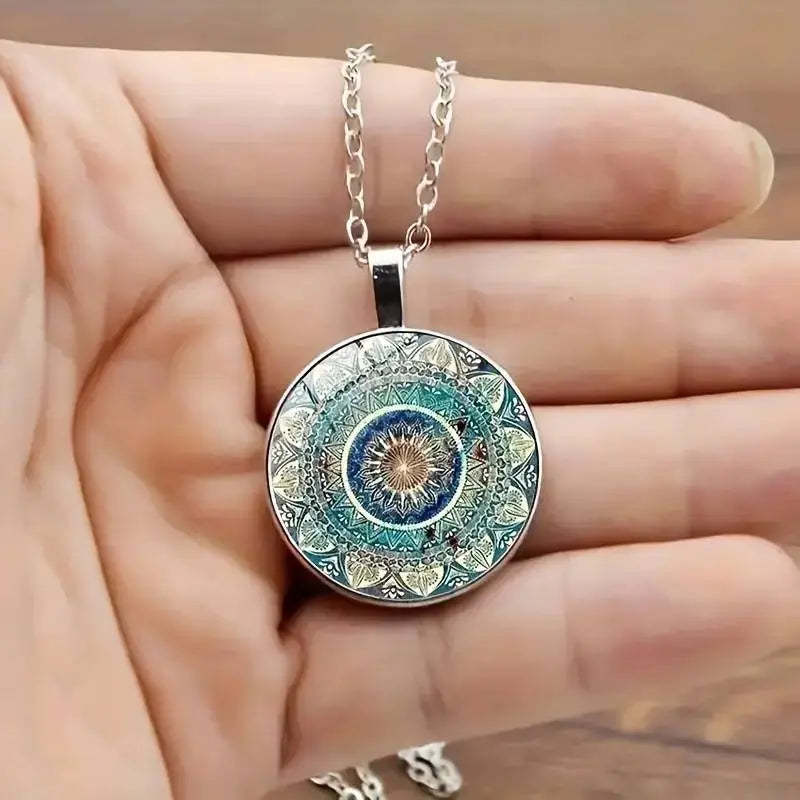 Vintage lekerekített kék mandala nyaklánc-Eleanor Hart
