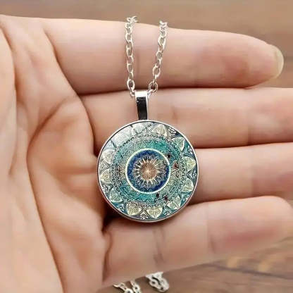 Vintage lekerekített kék mandala nyaklánc-Eleanor Hart