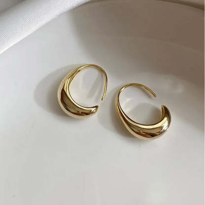 Vintage arany és fényes félhold alakú fülbevalók