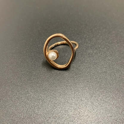 Vintage arany nyitott kör gyöngy gyűrű