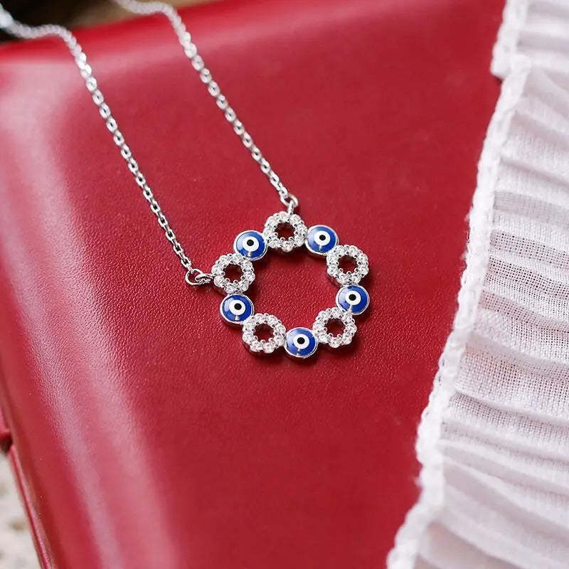 Vintage ezüst kék és fehér kristály nyaklánc