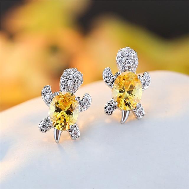 Tengerteknős Fülbevalók Cirkóniumban és Ezüstben