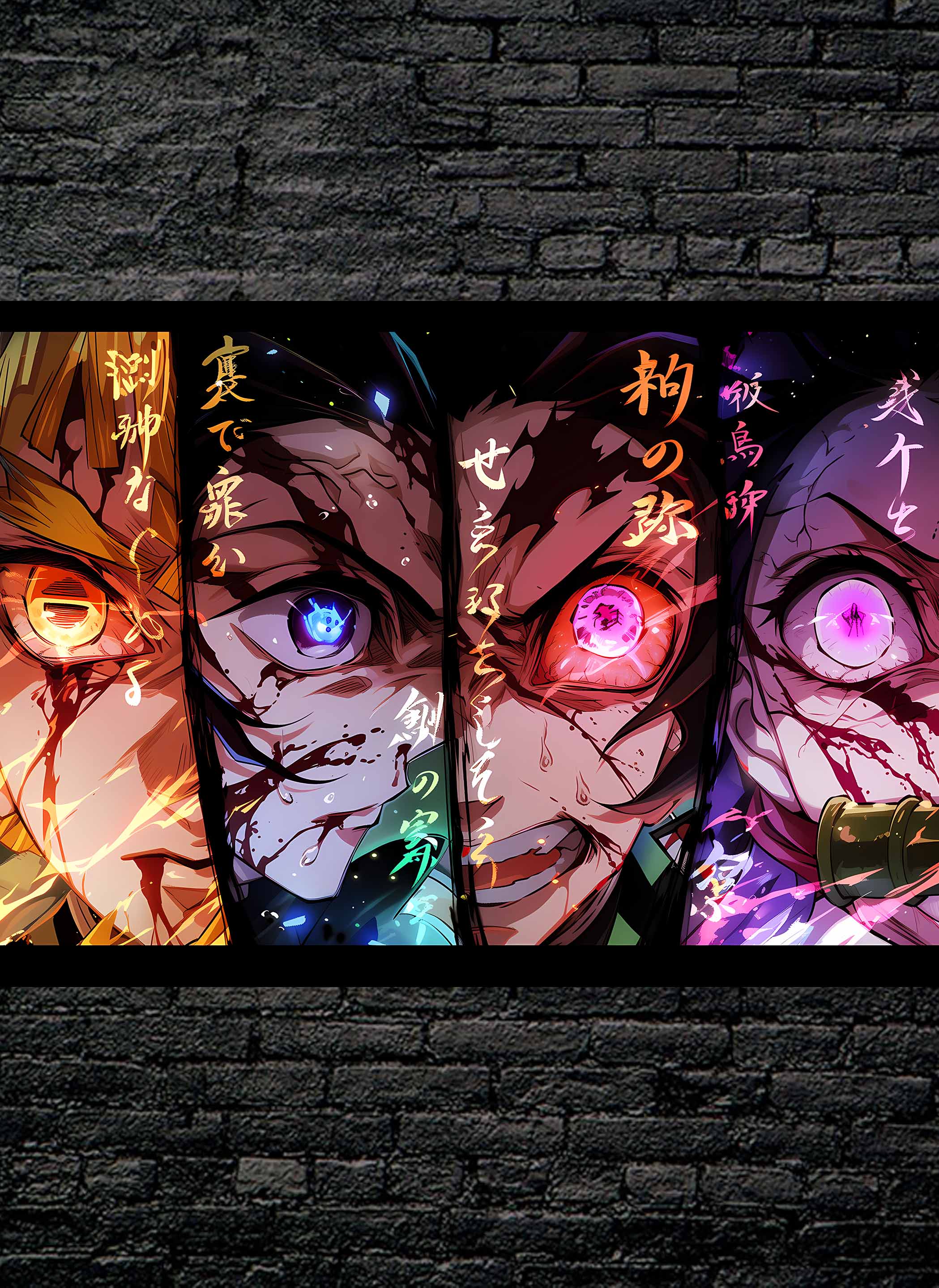 Zenetsu, Inosuke, Tanjiro, and Nezuko, |Demon Slayer