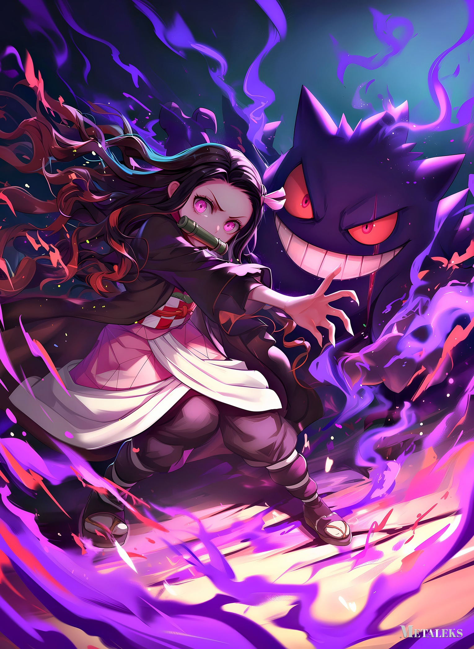 Nezuko kamado and gengar pokemon