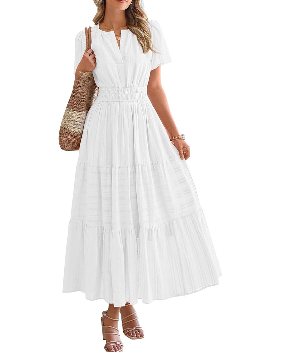 Womens Summer Lightweight Short Sleeve Midi Maxi Dresses(BUY 2 FREE SHIPPING)