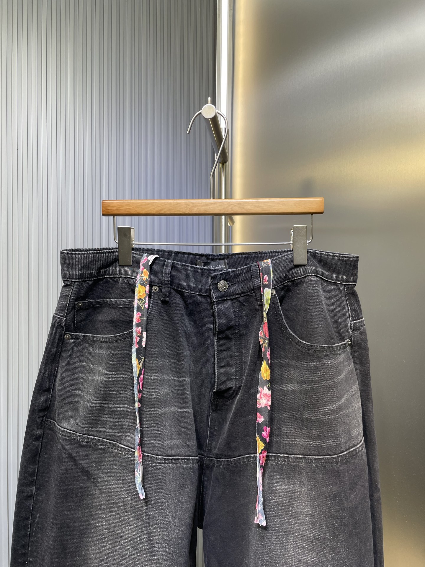 Balenciaga 🌟【Top Original Single】Wide-legged stitching drawstring jeans