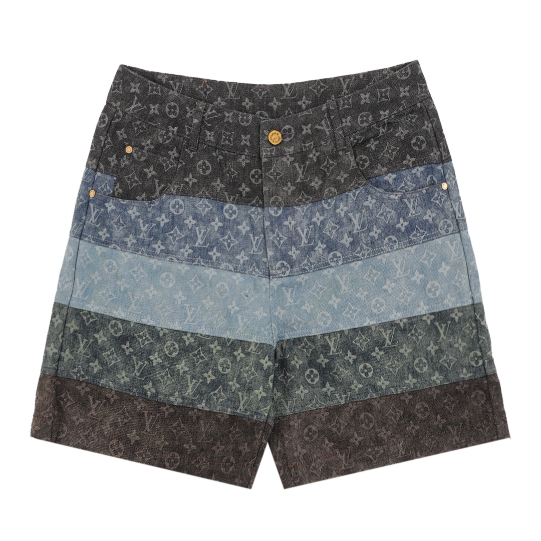 Louis Vuitton full print spliced ​​denim shorts