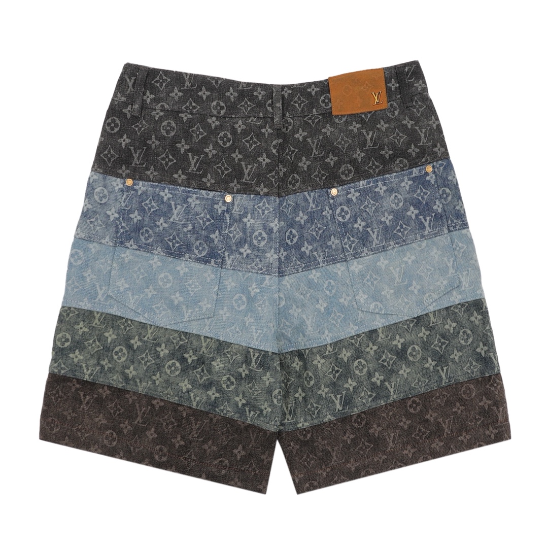 Louis Vuitton full print spliced ​​denim shorts