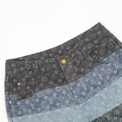 Louis Vuitton full print spliced ​​denim shorts