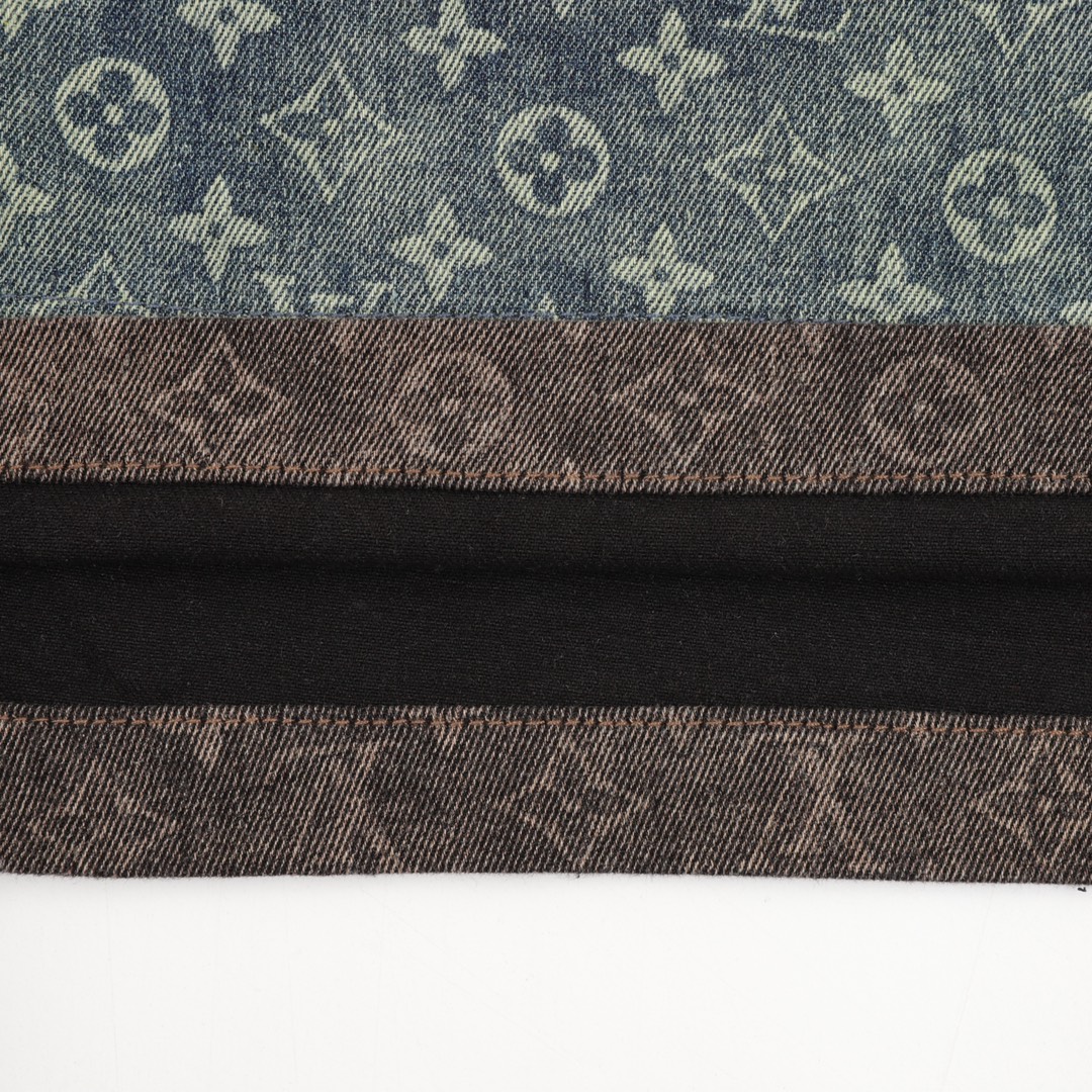 Louis Vuitton full print spliced ​​denim shorts