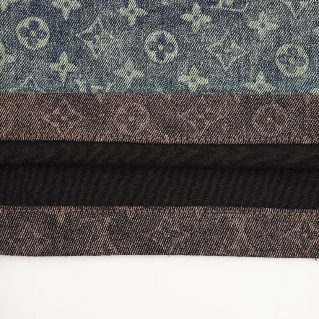 Louis Vuitton full print spliced ​​denim shorts