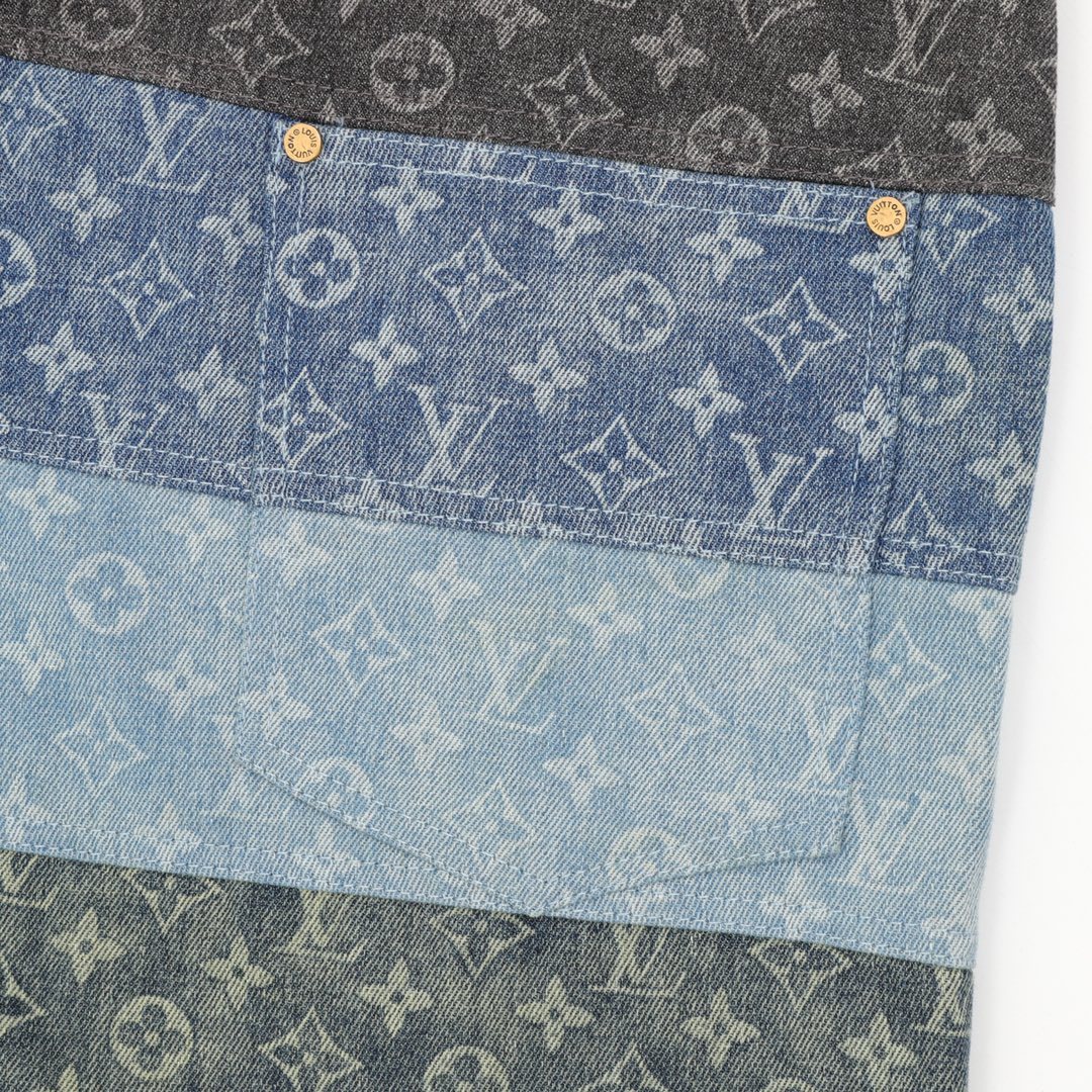 Louis Vuitton full print spliced ​​denim shorts