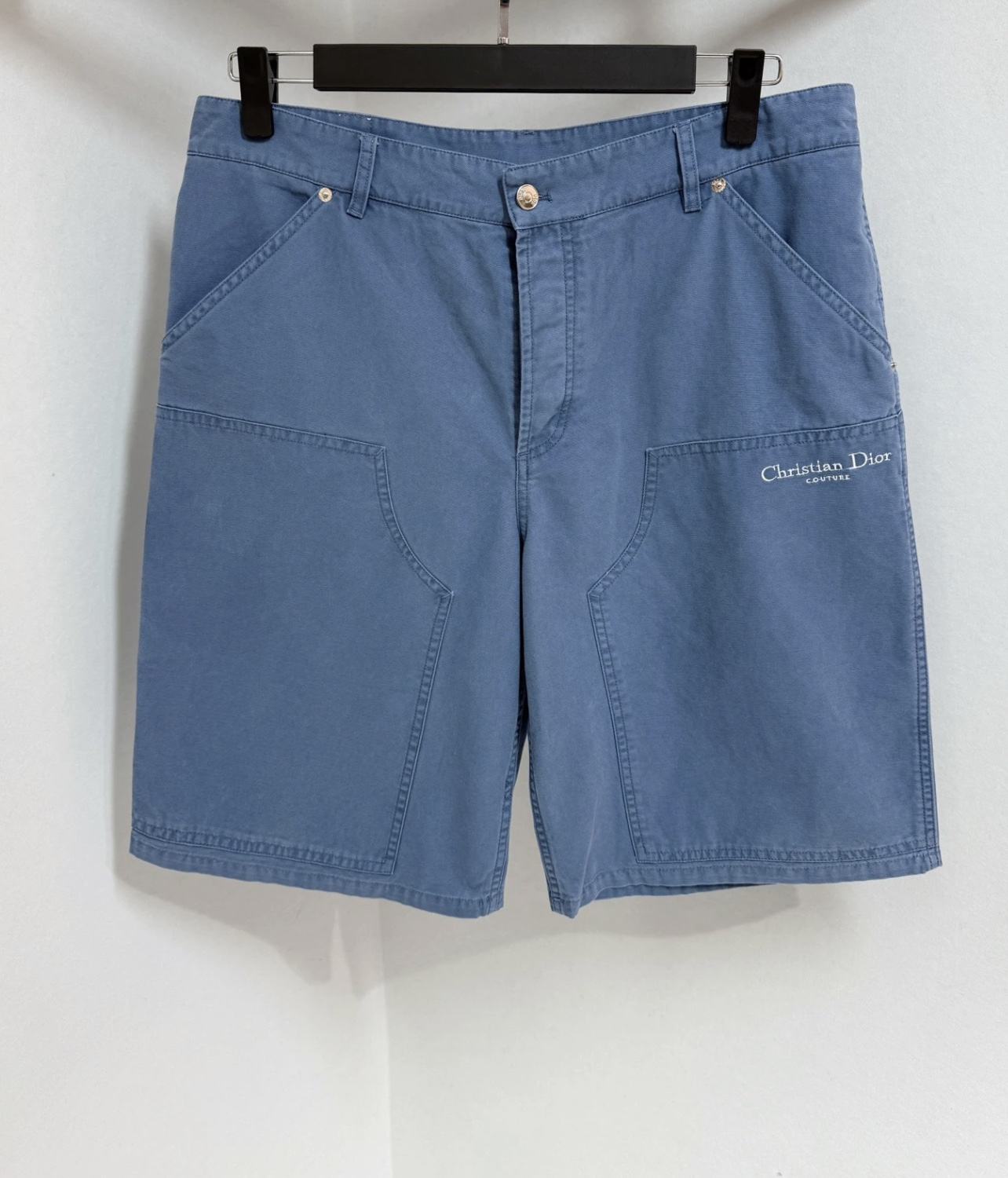 25ss new summer men's clothing series solid color letter embroidered pure cotton denim shorts men's style