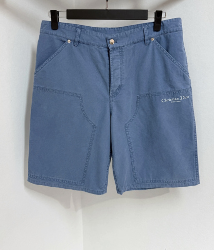 25ss new summer men's clothing series solid color letter embroidered pure cotton denim shorts men's style