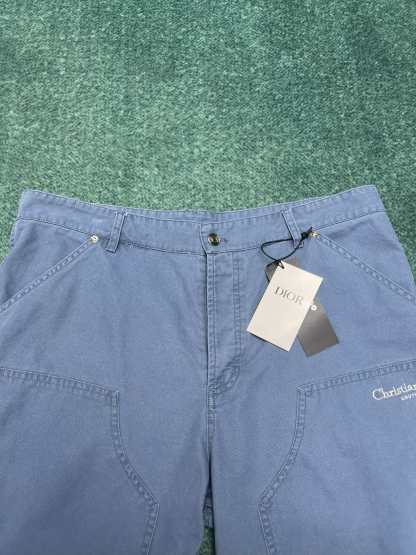 25ss new summer men's clothing series solid color letter embroidered pure cotton denim shorts men's style