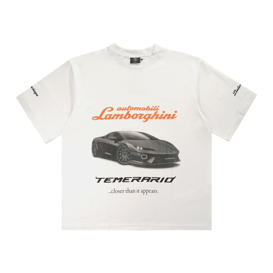 Balenciag* 2025SS latest Lamborghini cooperation short sleeve