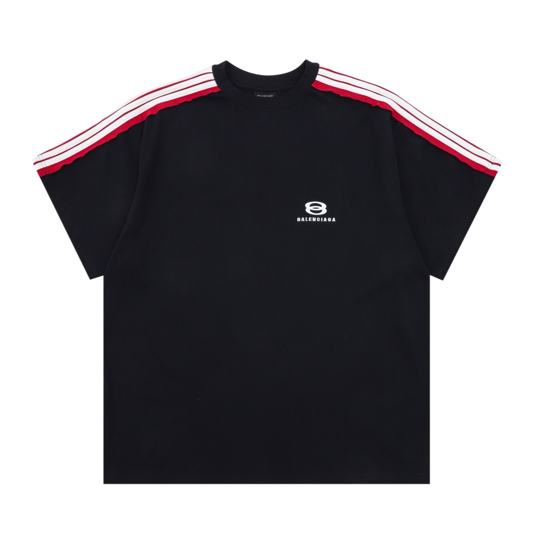 Balenciaga UNITY SPORTS ICON Double-ring embroidered color-blocked striped short sleeves