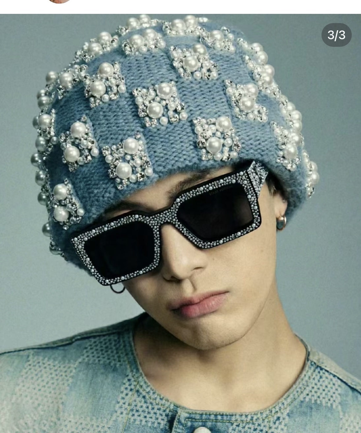 The Milky Way hairstyle is so cool. LV doesn't follow the usual path but totally pulls it off.Glasses