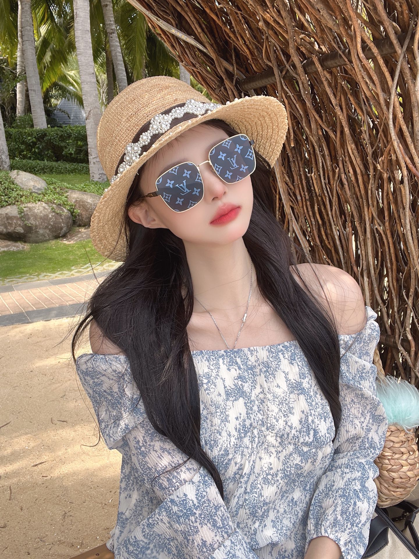 Fashion printed sunglasses SIZE: 56-mouth 17-140 square sunglasses